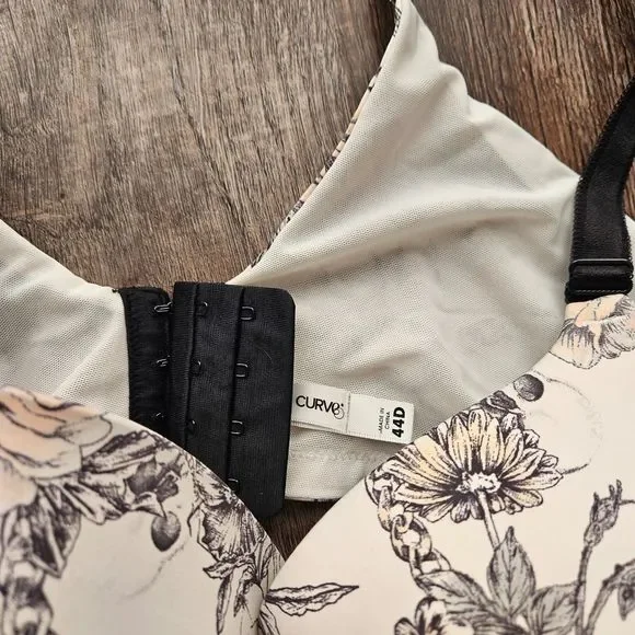 44D White Skull Floral 360 Back Smoothing T-Shirt Bra - Picture 3 of 3